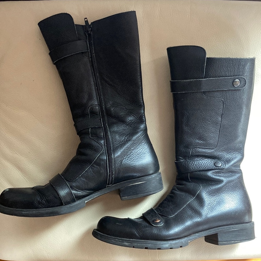 Paolo Iantorn Black Leather Moto Boots 39